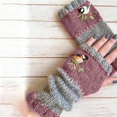 🔥BIG SALE - 47% OFF🔥🔥Warm Patchwork Embroidered Gloves