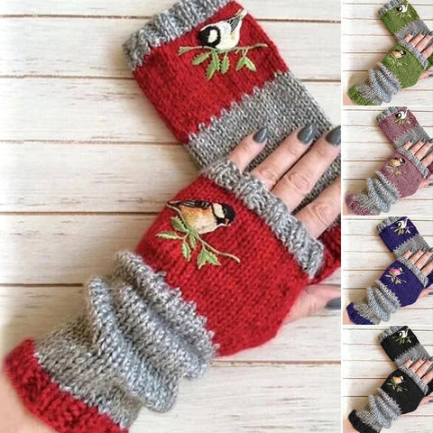 🔥BIG SALE - 47% OFF🔥🔥Warm Patchwork Embroidered Gloves